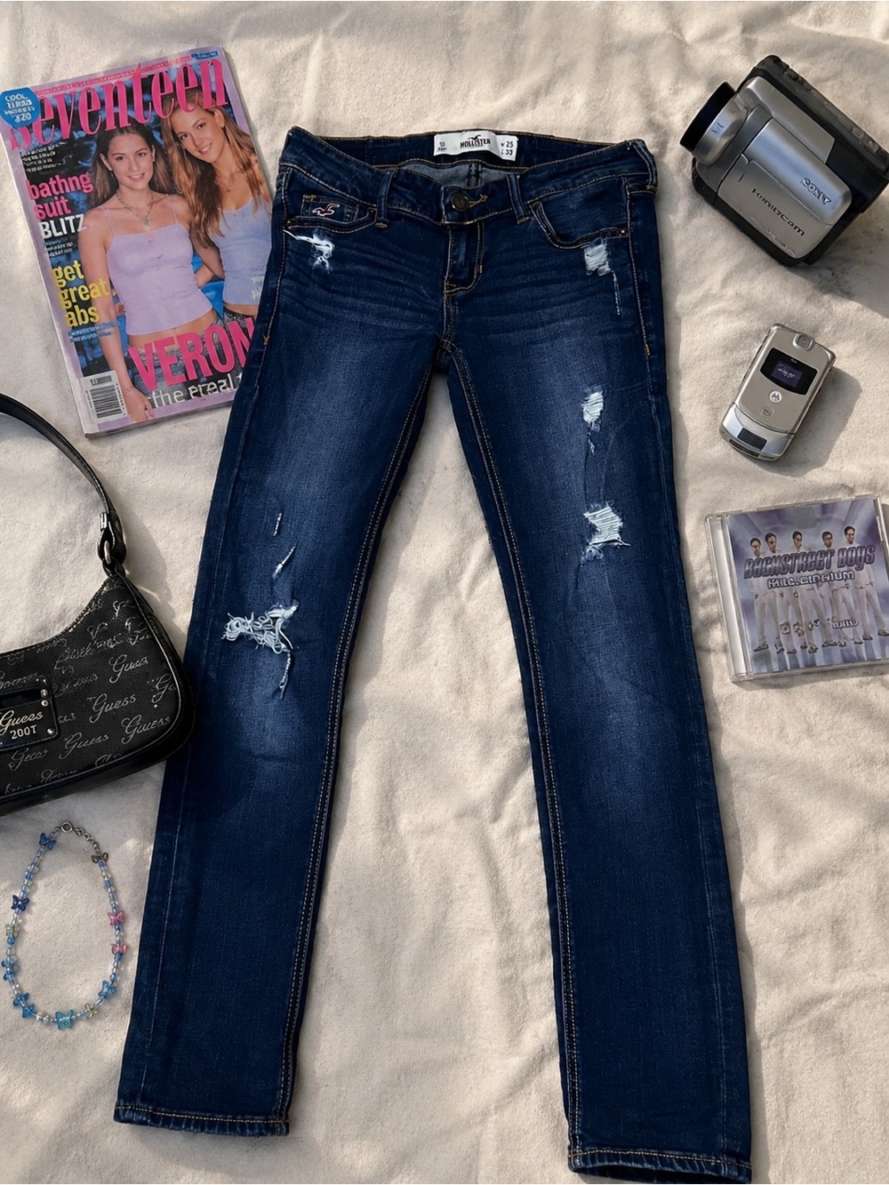 Hollister Dark Blue Skinny Ripped Jeans